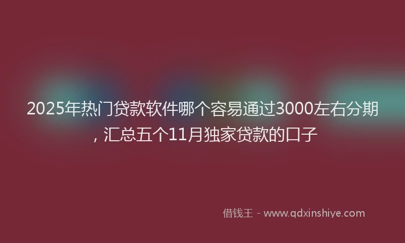 2025年热门贷款软件哪个容易通过3000左右分期，汇总五个11月独家贷款的口子