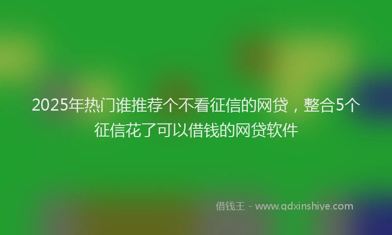 2025年热门谁推荐个不看征信的网贷，整合5个征信花了可以借钱的网贷软件