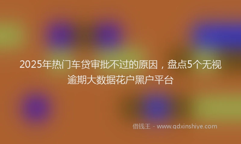 2025年热门车贷审批不过的原因，盘点5个无视逾期大数据花户黑户平台