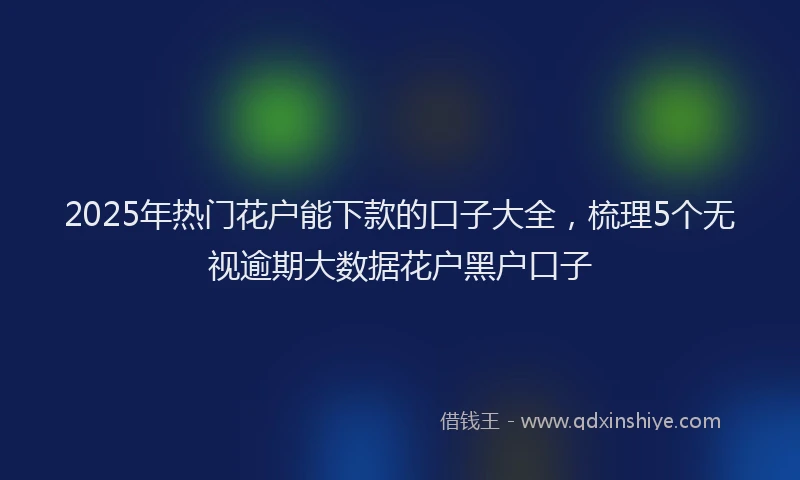 2025年热门花户能下款的口子大全，梳理5个无视逾期大数据花户黑户口子