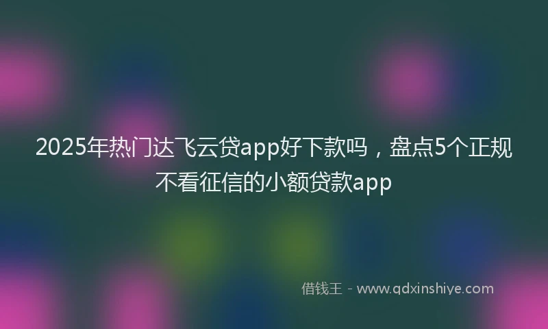 2025年热门达飞云贷app好下款吗，盘点5个正规不看征信的小额贷款app