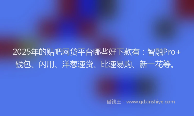 2025年的贴吧网贷平台哪些好下款有：智融Pro+钱包、闪用、洋葱速贷、比速易购、新一花等。
