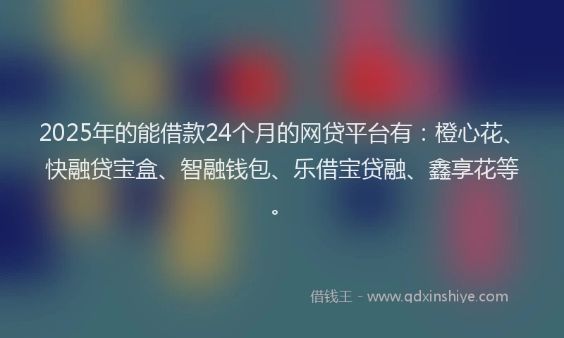 2025年的能借款24个月的网贷平台有：橙心花、快融贷宝盒、智融钱包、乐借宝贷融、鑫享花等。
