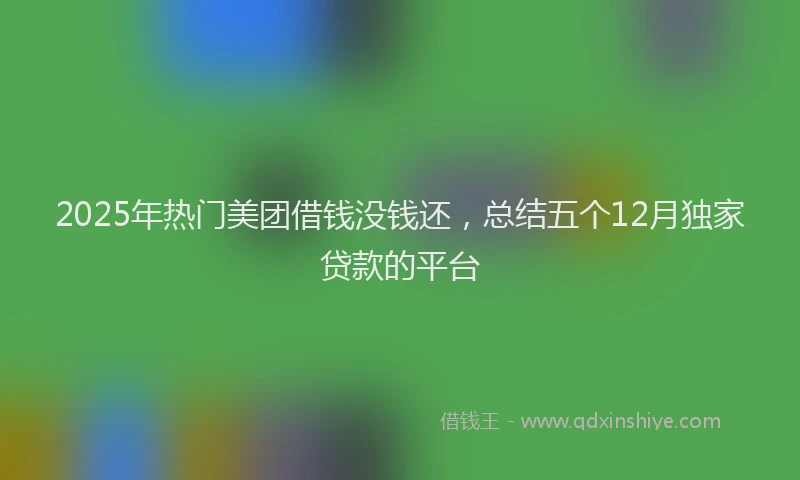 2025年热门美团借钱没钱还，总结五个12月独家贷款的平台