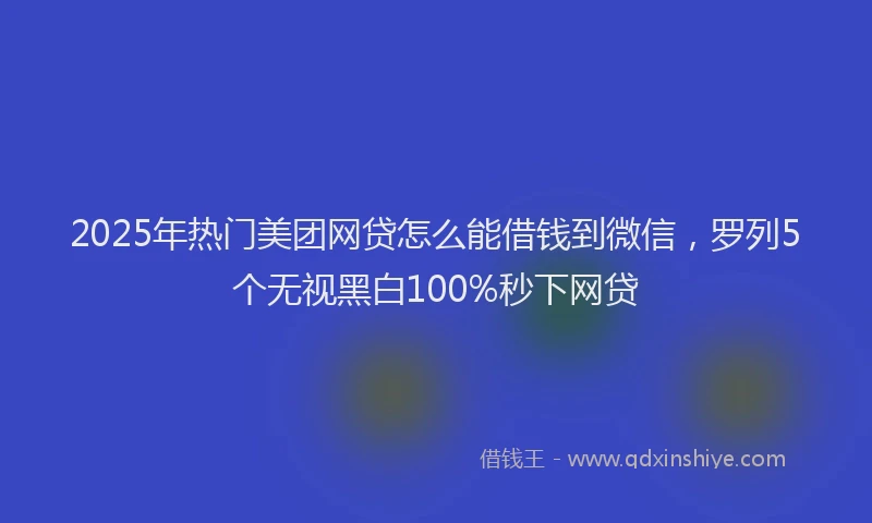 2025年热门美团网贷怎么能借钱到微信，罗列5个无视黑白100%秒下网贷