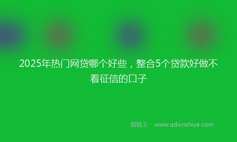 2025年热门网贷哪个好些，整合5个贷款好做不看征信的口子