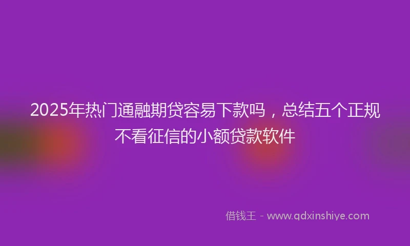2025年热门通融期贷容易下款吗，总结五个正规不看征信的小额贷款软件