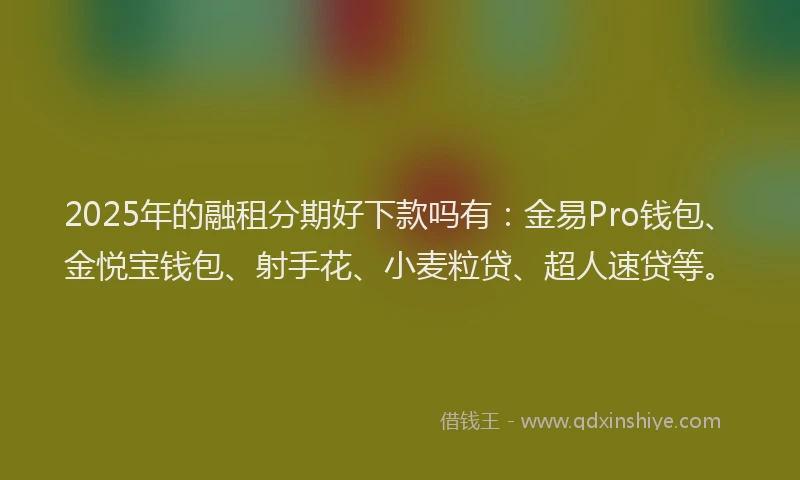 2025年的融租分期好下款吗有：金易Pro钱包、金悦宝钱包、射手花、小麦粒贷、超人速贷等。