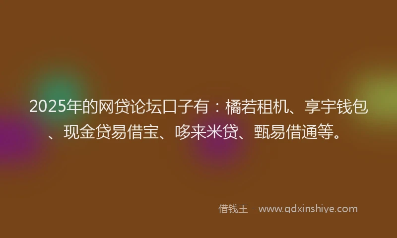 2025年的网贷论坛口子有：橘若租机、享宇钱包、现金贷易借宝、哆来米贷、甄易借通等。