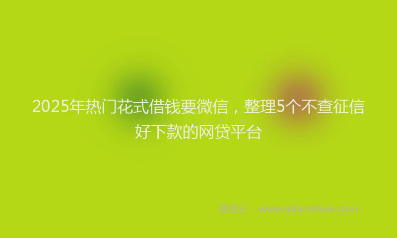 2025年热门花式借钱要微信，整理5个不查征信好下款的网贷平台