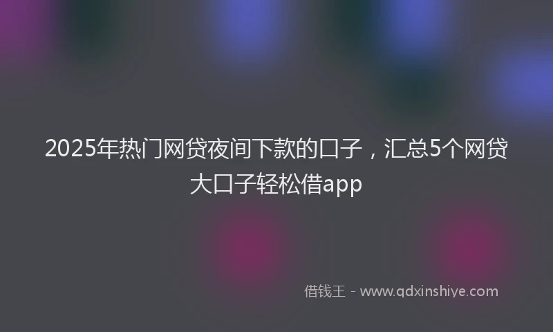 2025年热门网贷夜间下款的口子，汇总5个网贷大口子轻松借app