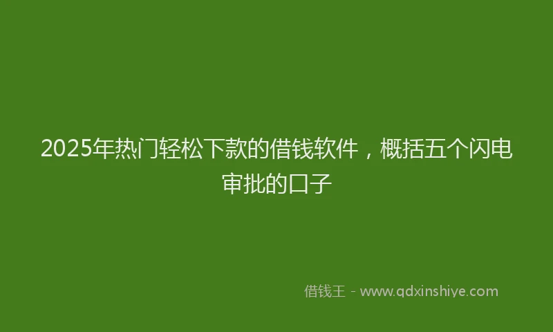 2025年热门轻松下款的借钱软件，概括五个闪电审批的口子