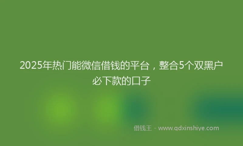 2025年热门能微信借钱的平台，整合5个双黑户必下款的口子