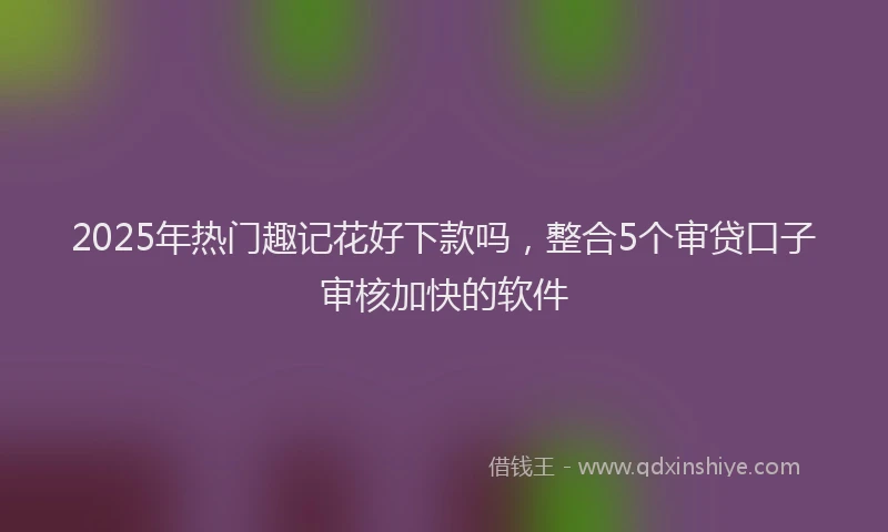 2025年热门趣记花好下款吗，整合5个审贷口子审核加快的软件