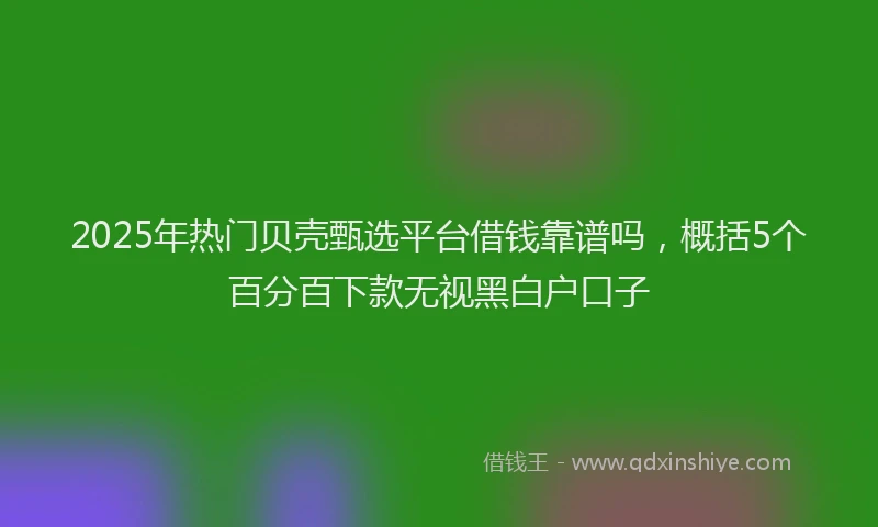 2025年热门贝壳甄选平台借钱靠谱吗，概括5个百分百下款无视黑白户口子