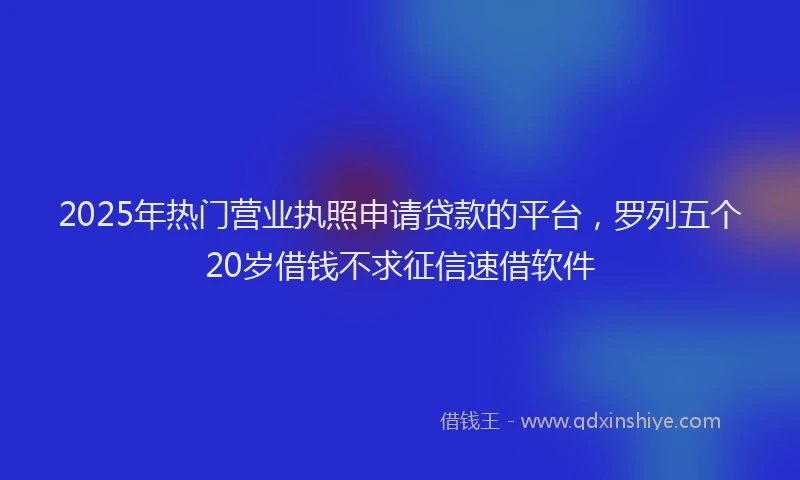2025年热门营业执照申请贷款的平台,罗列五个20岁借钱不求征信速借软件