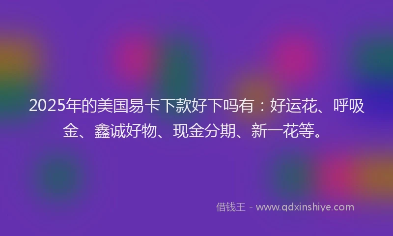 2025年的美国易卡下款好下吗有：好运花、呼吸金、鑫诚好物、现金分期、新一花等。