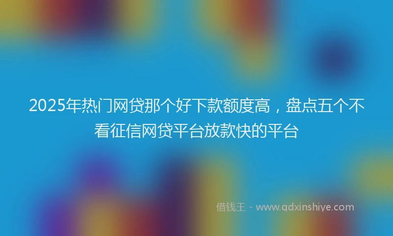 2025年热门网贷那个好下款额度高，盘点五个不看征信网贷平台放款快的平台