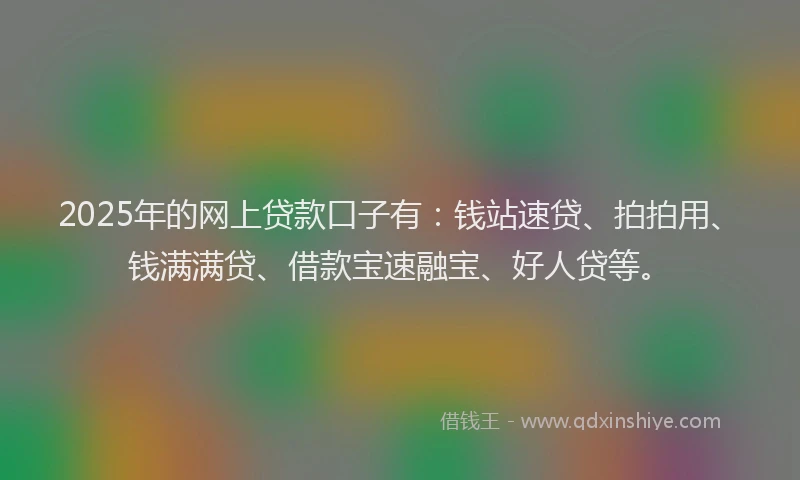 2025年的网上贷款口子有：钱站速贷、拍拍用、钱满满贷、借款宝速融宝、好人贷等。