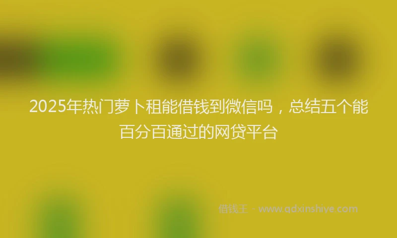 2025年热门萝卜租能借钱到微信吗，总结五个能百分百通过的网贷平台