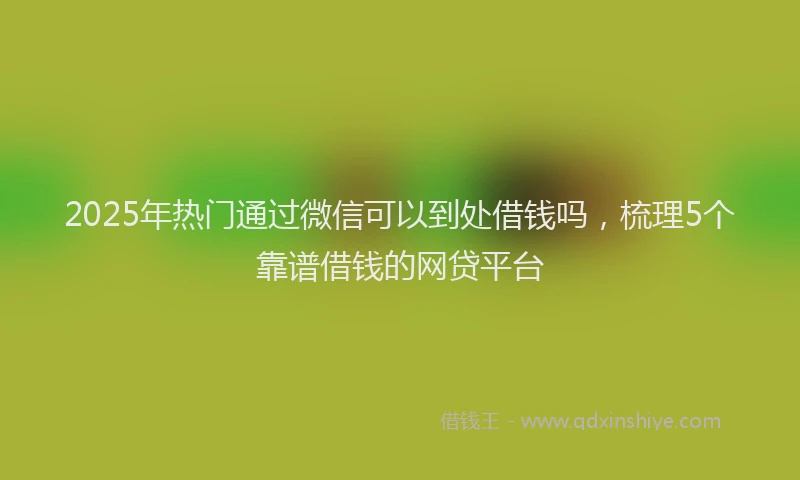 2025年热门通过微信可以到处借钱吗，梳理5个靠谱借钱的网贷平台