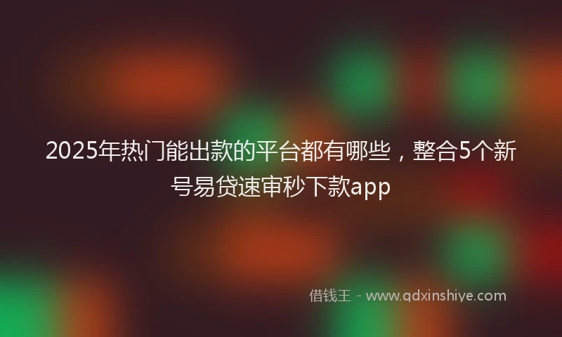 2025年热门能出款的平台都有哪些，整合5个新号易贷速审秒下款app
