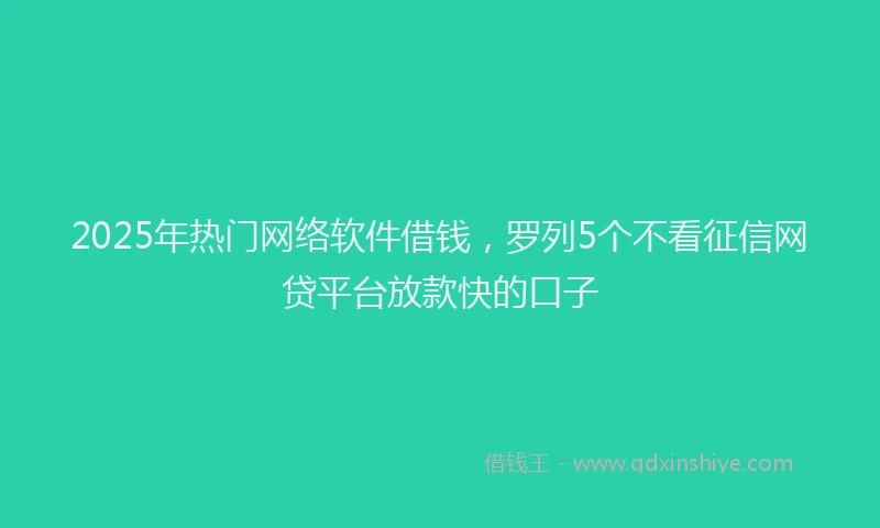 2025年热门网络软件借钱，罗列5个不看征信网贷平台放款快的口子