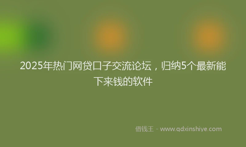 2025年热门网贷口子交流论坛，归纳5个最新能下来钱的软件