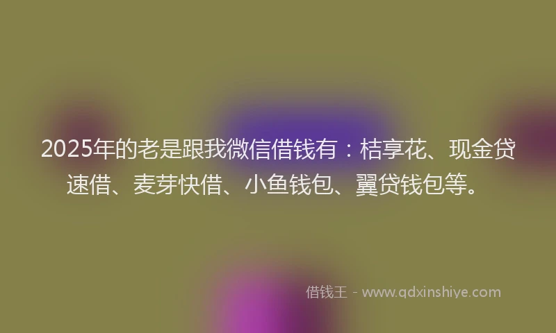 2025年的老是跟我微信借钱有：桔享花、现金贷速借、麦芽快借、小鱼钱包、翼贷钱包等。