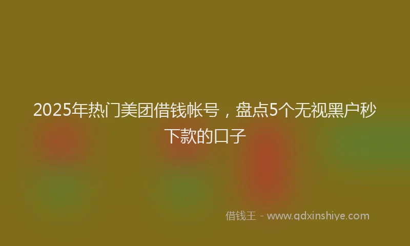 2025年热门美团借钱帐号，盘点5个无视黑户秒下款的口子