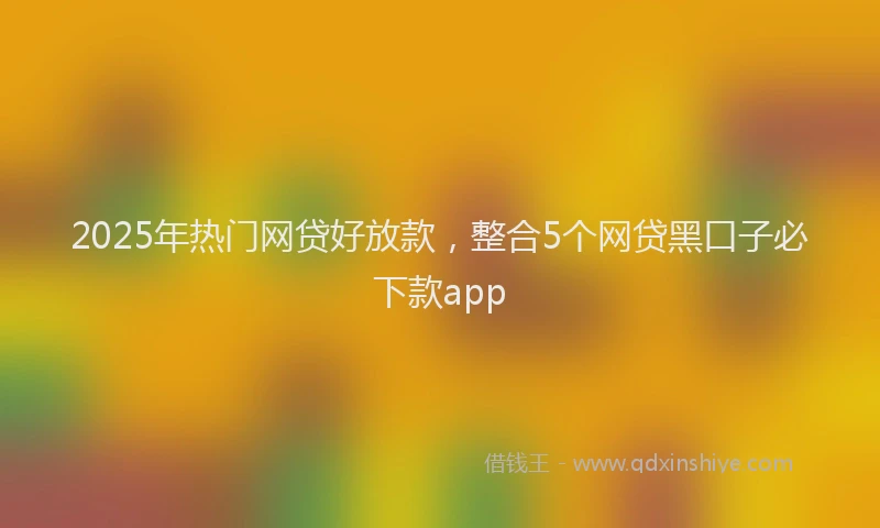 2025年热门网贷好放款，整合5个网贷黑口子必下款app