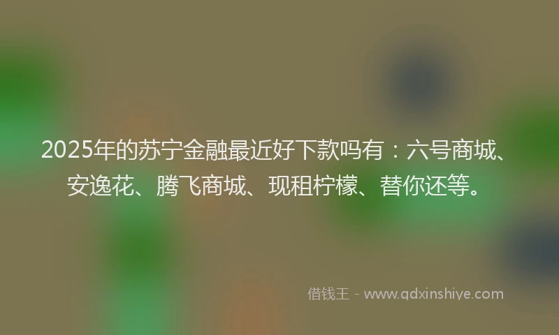 2025年的苏宁金融最近好下款吗有：六号商城、安逸花、腾飞商城、现租柠檬、替你还等。