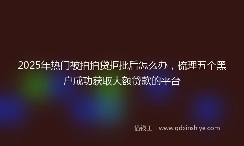 2025年热门被拍拍贷拒批后怎么办，梳理五个黑户成功获取大额贷款的平台