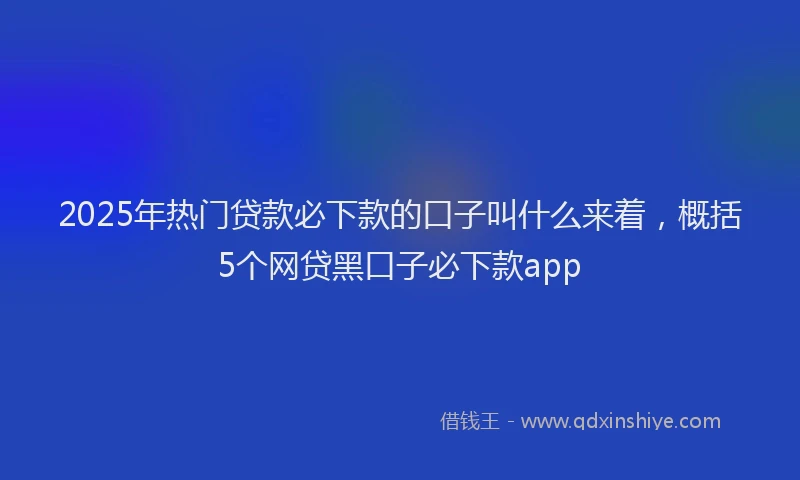 2025年热门贷款必下款的口子叫什么来着，概括5个网贷黑口子必下款app