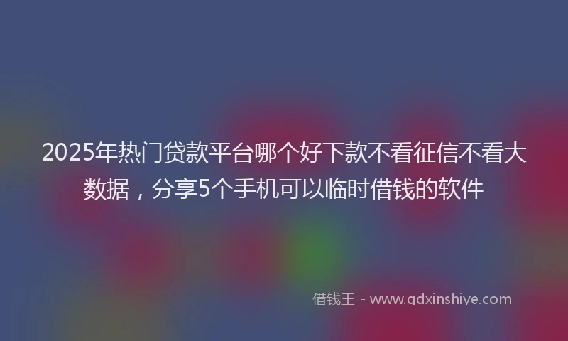 2025年热门贷款平台哪个好下款不看征信不看大数据，分享5个手机可以临时借钱的软件