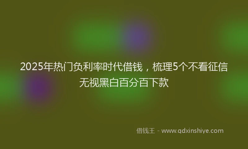2025年热门负利率时代借钱，梳理5个不看征信无视黑白百分百下款