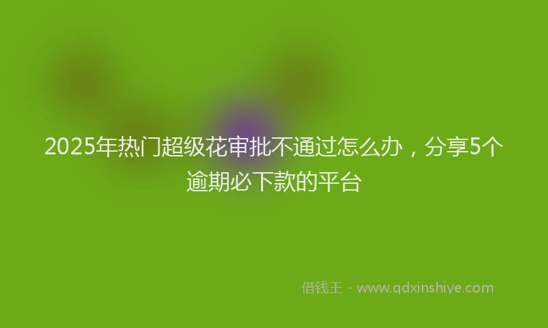 2025年热门超级花审批不通过怎么办，分享5个逾期必下款的平台