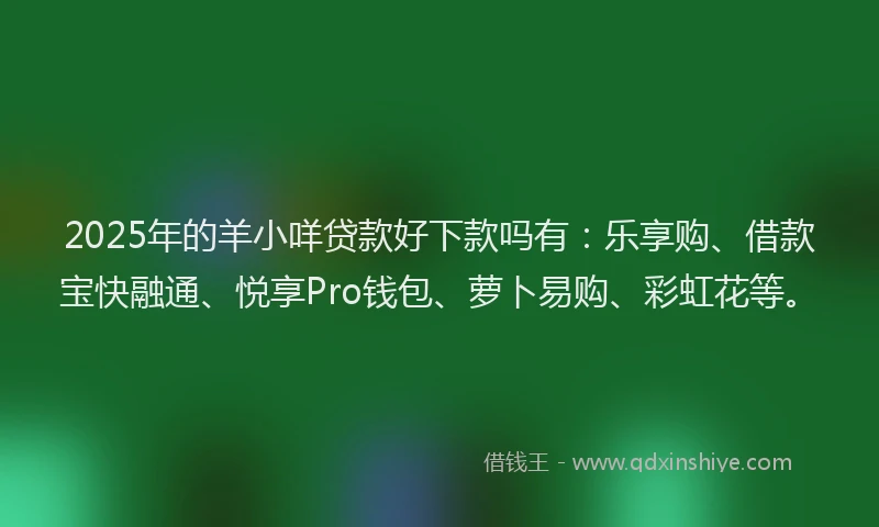 2025年的羊小咩贷款好下款吗有：乐享购、借款宝快融通、悦享Pro钱包、萝卜易购、彩虹花等。