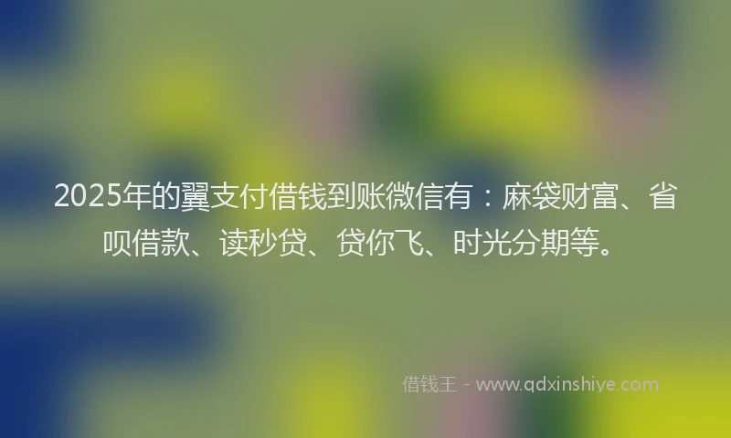 2025年的翼支付借钱到账微信有：麻袋财富、省呗借款、读秒贷、贷你飞、时光分期等。