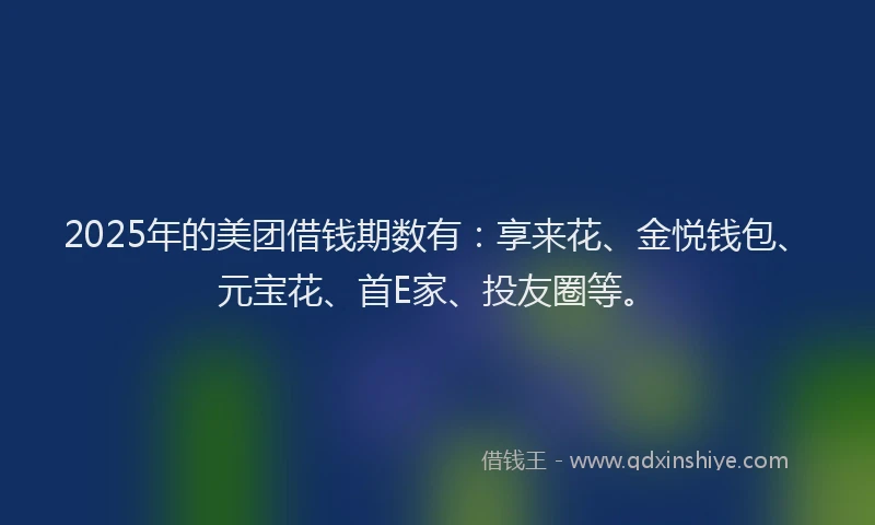 2025年的美团借钱期数有：享来花、金悦钱包、元宝花、首E家、投友圈等。