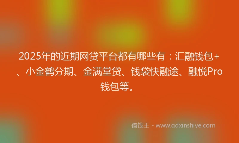 2025年的近期网贷平台都有哪些有：汇融钱包+、小金鹤分期、金满堂贷、钱袋快融途、融悦Pro钱包等。