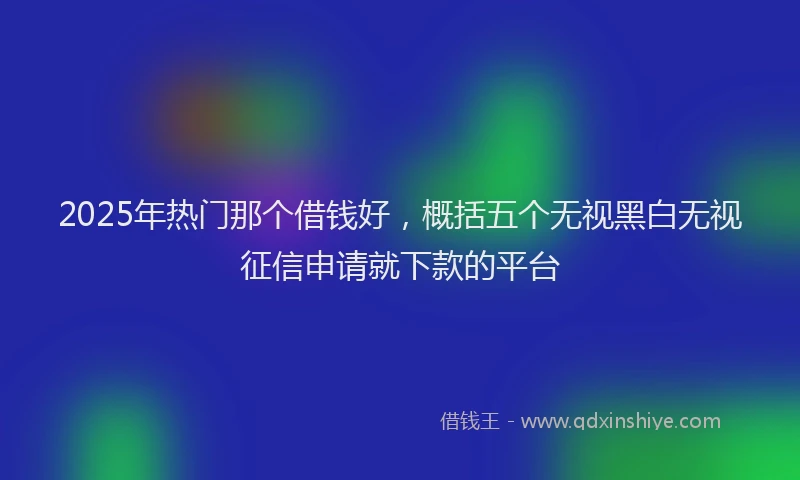 2025年热门那个借钱好，概括五个无视黑白无视征信申请就下款的平台