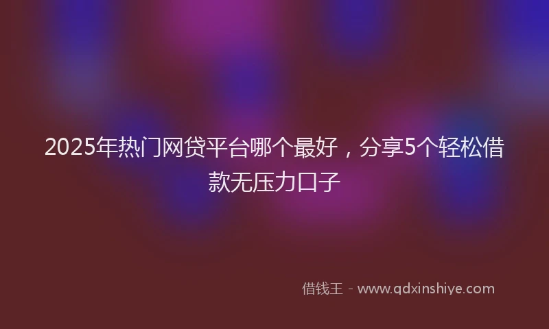 2025年热门网贷平台哪个最好，分享5个轻松借款无压力口子