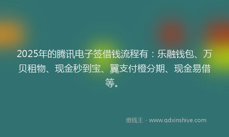 2025年的腾讯电子签借钱流程有：乐融钱包、万贝租物、现金秒到宝、翼支付橙分期、现金易借等。