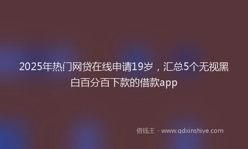 2025年热门网贷在线申请19岁，汇总5个无视黑白百分百下款的借款app