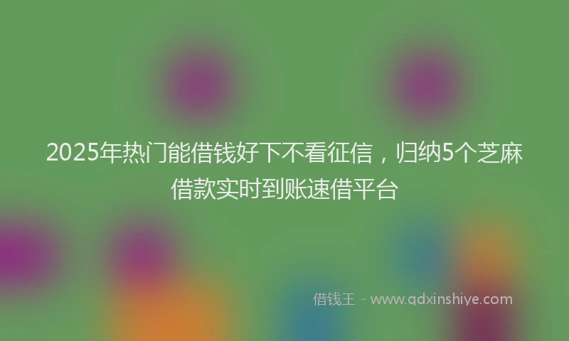 2025年热门能借钱好下不看征信，归纳5个芝麻借款实时到账速借平台
