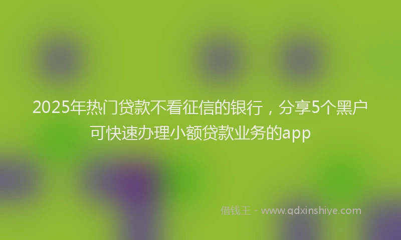 2025年热门贷款不看征信的银行，分享5个黑户可快速办理小额贷款业务的app