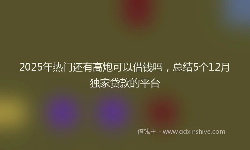2025年热门还有高炮可以借钱吗，总结5个12月独家贷款的平台