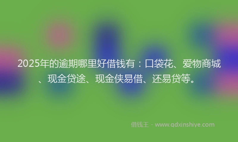 2025年的逾期哪里好借钱有：口袋花、爱物商城、现金贷途、现金侠易借、还易贷等。