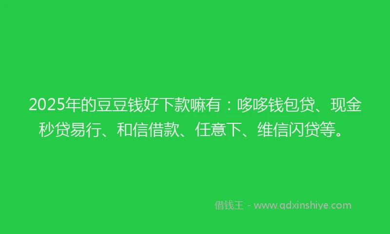 2025年的豆豆钱好下款嘛有：哆哆钱包贷、现金秒贷易行、和信借款、任意下、维信闪贷等。